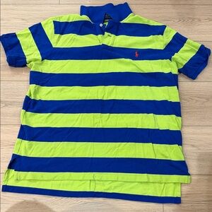 Striped Blue and Green Polo Shirt